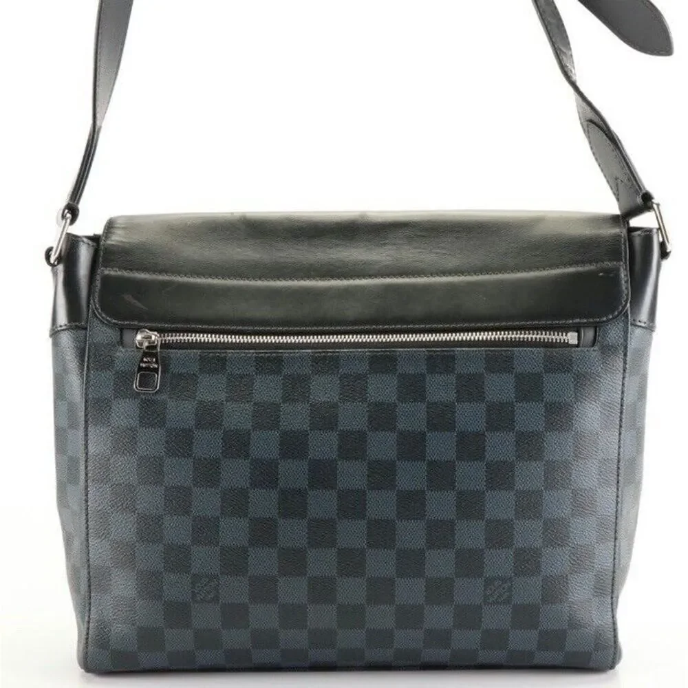 Authentic‎ Louis Vuitton Newport Messenger Bag MM in Damier Cobalt Coated Canvas